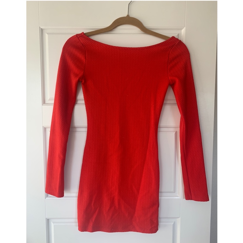 Red Long Sleeve Mini Dress